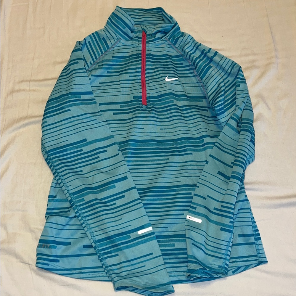 Nike Teal Striped Top with Red Accent